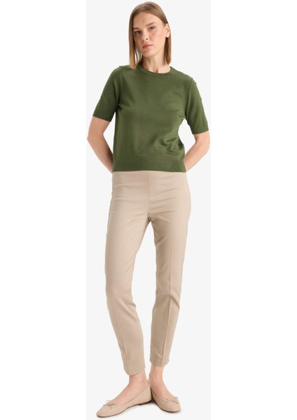 Regular Fit Bisiklet Yaka Kısa Kollu Kazak D6272AX25AU