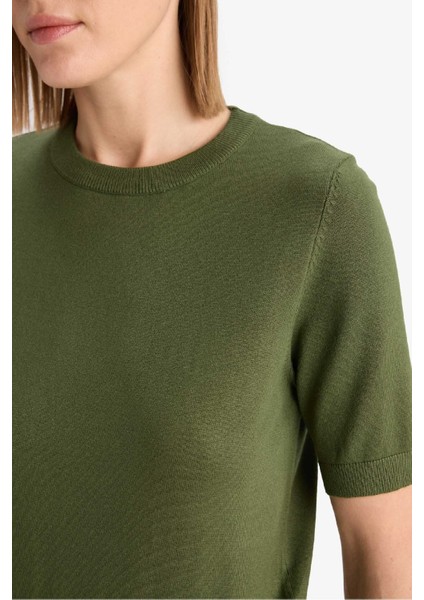 Regular Fit Bisiklet Yaka Kısa Kollu Kazak D6272AX25AU