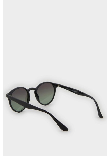 Erkek Yuvarlak Siyah Plastik Çerçeve Siyah Cam Polarize Güneş Gözlüğü F0579AXNS