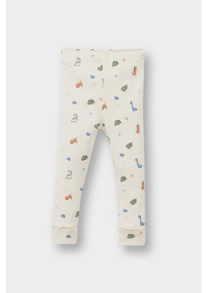 Erkek Bebek 2'li Takım Dinozor Baskılı Uzun Kollu Fitilli Kaşkorse Çıtçıtlı Body Alt