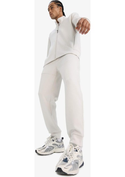 Fit Standart Fit Fermuar Cepli Düz Paça Yumuşak Tuşe Skuba Dalgıç Kumaş Sporcu Jogger Eşofman Altı