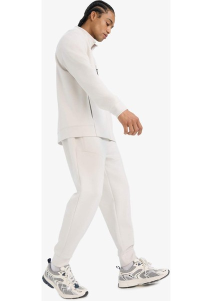 Fit Standart Fit Fermuar Cepli Düz Paça Yumuşak Tuşe Skuba Dalgıç Kumaş Sporcu Jogger Eşofman Altı