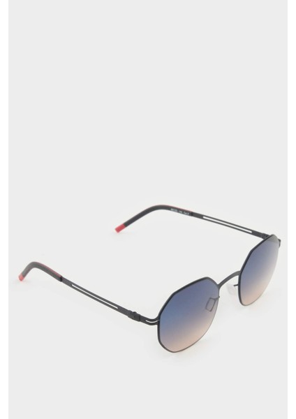 Erkek Altıgen Metal Çerçeve Degrade Cam UV Güneş Gözlüğü F0493AXNS