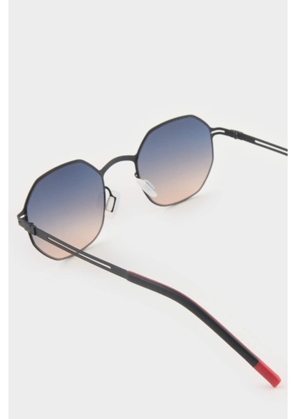 Erkek Altıgen Metal Çerçeve Degrade Cam UV Güneş Gözlüğü F0493AXNS