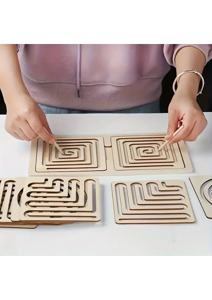 3-6 Yaş Arası Çocuklar Için Sağ ve Sol Beyin Gelişimini Teşvik Eden 10 Parça Ahşap Bulmaca, Oyuncak.