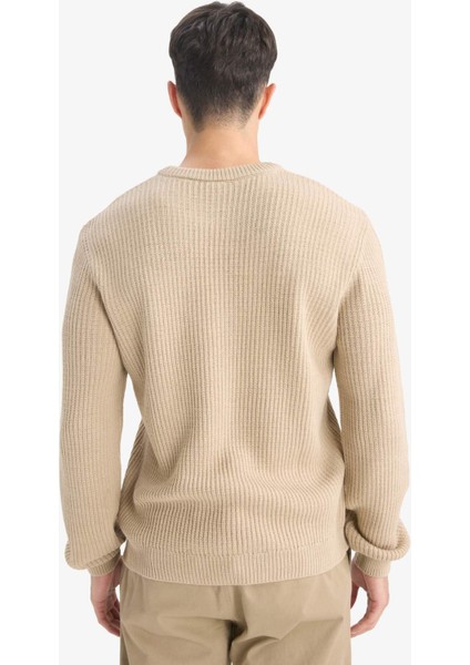 Standart Fit Normal Kesim Bisiklet Yaka Dokulu Triko Kazak C8814AX25WN