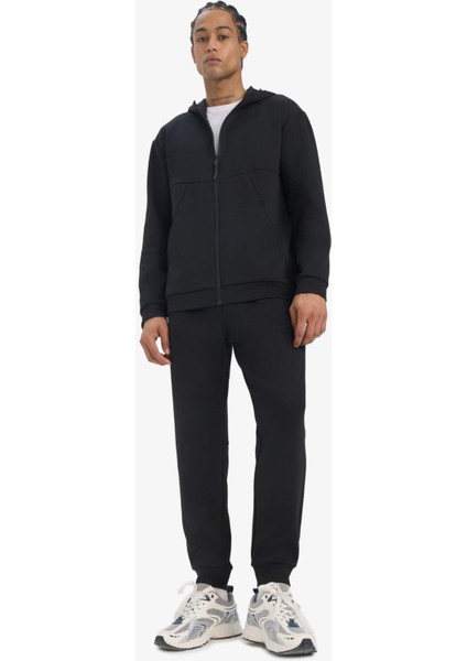 Fit Standart Fit Kapüşonlu Skuba Dalgıç Kumaş Yumuşak Tuşe Fermuarlı Hırka E9336AX25AU