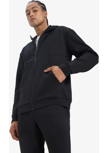 Fit Standart Fit Kapüşonlu Skuba Dalgıç Kumaş Yumuşak Tuşe Fermuarlı Hırka E9336AX25AU