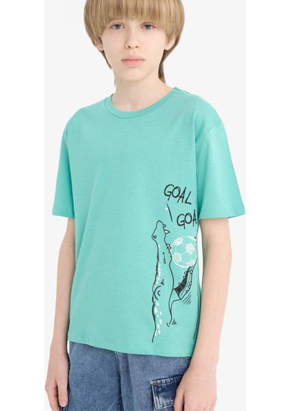 Erkek Çocuk Bisiklet Yaka Baskılı Kısa Kollu Tişört F0183A825SM