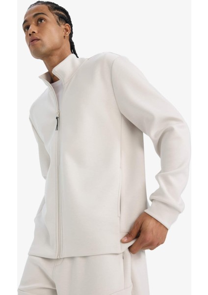 Fit Standart Fit Dik Yaka Skuba Dalgıç Kumaş Fermuarlı Hırka E9337AX25AU