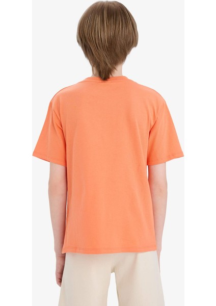 Erkek Çocuk Bisiklet Yaka Baskılı Kısa Kollu Tişört F0180A825SM