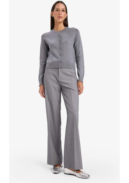 Regular Fit Bisiklet Yaka Basic Düz Düğmeli Triko Hırka D6282AX25AU