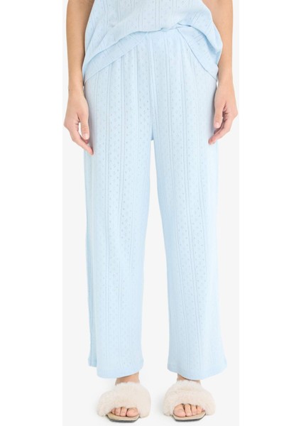 Regular Fit Pijama Takımı Kısa Kollu V Yaka Üst Beli Lastikli Uzun Alt-Fall in Love E9831AX25SM