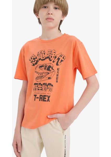 Erkek Çocuk Bisiklet Yaka Baskılı Kısa Kollu Tişört F0180A825SM