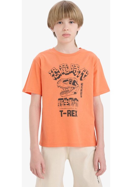 Erkek Çocuk Bisiklet Yaka Baskılı Kısa Kollu Tişört F0180A825SM