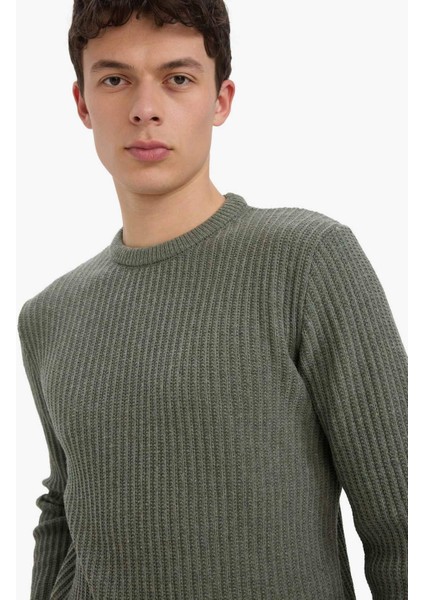 Standart Fit Bisiklet Yaka Basic Dokulu Triko Kazak E0811AX25WN