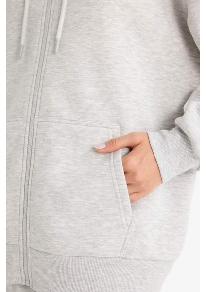 Oversize Geniş Kalıp Kapüşonlu Fermuarlı Sweatshirt V4233AZ25WN