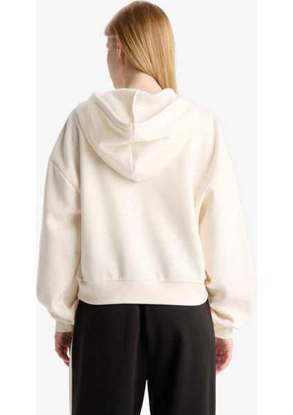 Coool Cropped Fit Kapüşonlu Kalın Fermuarlı Sweatshirt Z7069AZ25WN