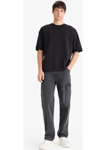 Loose Fit Rahat Kesim Bisiklet Yaka Ağır Kumaş Basic Düz Kısa Kollu Tişört B4844AX25AU