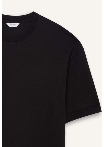 Loose Fit Rahat Kesim Bisiklet Yaka Ağır Kumaş Basic Düz Kısa Kollu Tişört B4844AX25AU