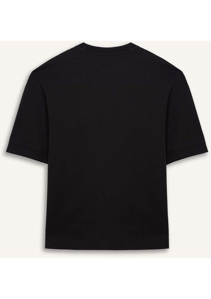 Loose Fit Rahat Kesim Bisiklet Yaka Ağır Kumaş Basic Düz Kısa Kollu Tişört B4844AX25AU