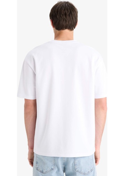 Oversize Geniş Kalıp Bisiklet Yaka Ağır Kumaş Basic Düz Kısa Kollu Tişört X3926AZ25AU