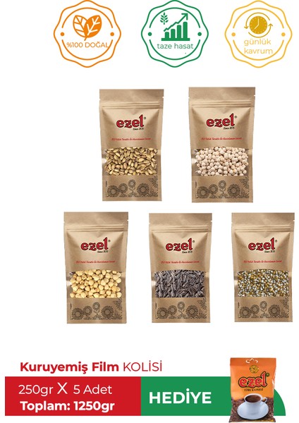 Kuruyemiş Film Kolisi – 5'li Lezzet Set + 100 g Türk Kahvesi