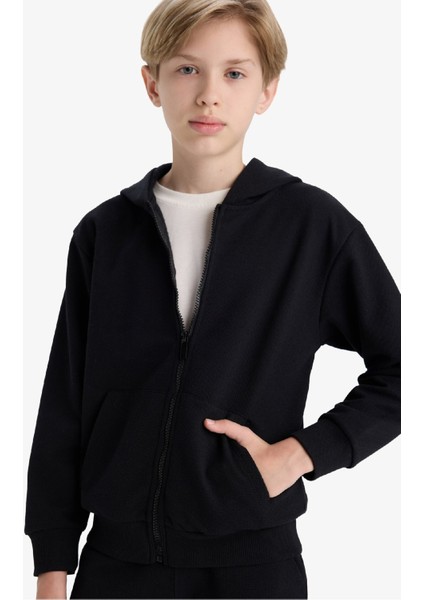 Erkek Çocuk Kapüşonlu Okul Fermuarlı Sweatshirt X5844A625AU