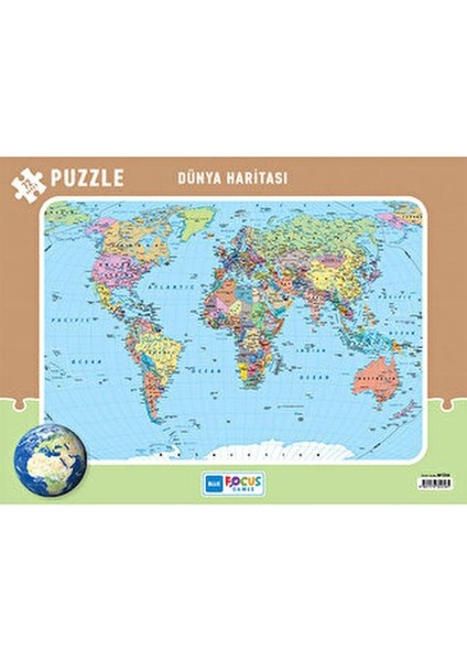 72 Parça Dünya Haritası Frame Puzzle