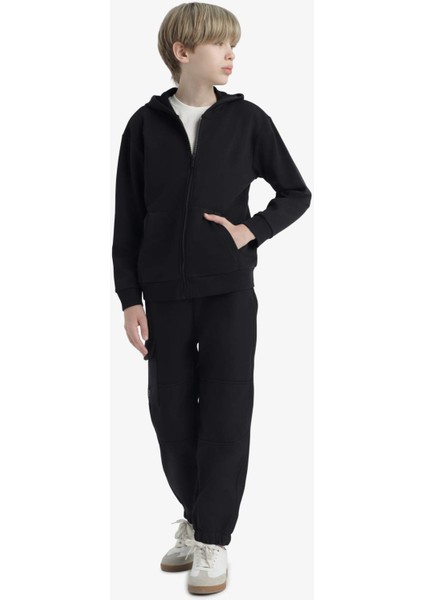 Erkek Çocuk Basic Düz Kapüşonlu Okul Fermuarlı Sweatshirt E9575A825AU