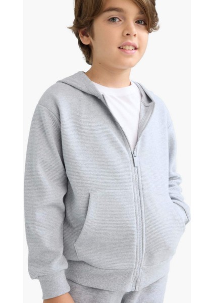 Erkek Çocuk Kapüşonlu Okul Fermuarlı Sweatshirt T7468A625AU