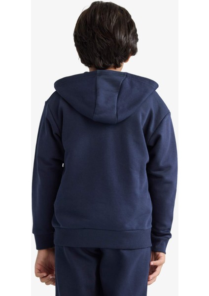 Erkek Çocuk Basic Düz Kapüşonlu Fermuarlı Sweatshirt E9575A825AU