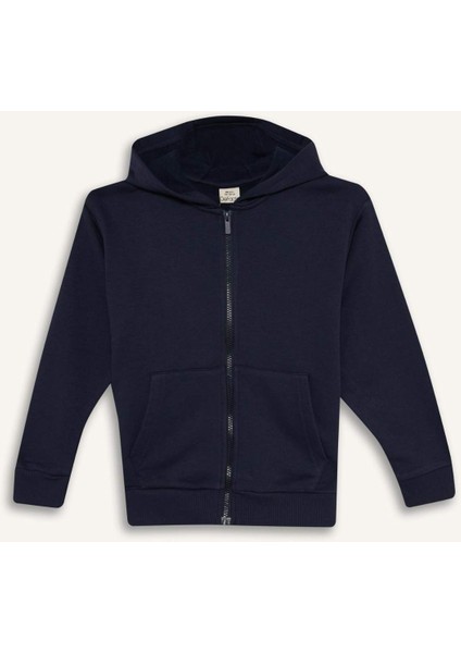 Erkek Çocuk Basic Düz Kapüşonlu Fermuarlı Sweatshirt E9575A825AU