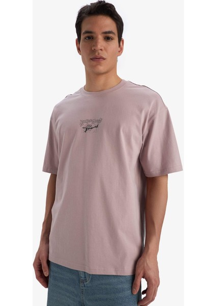 %100 Pamuk Rick and Morty Boxy Fit Rahat Kesim Bisiklet Yaka Sırt Baskılı Kısa Kollu Tişört E9289AX25AU