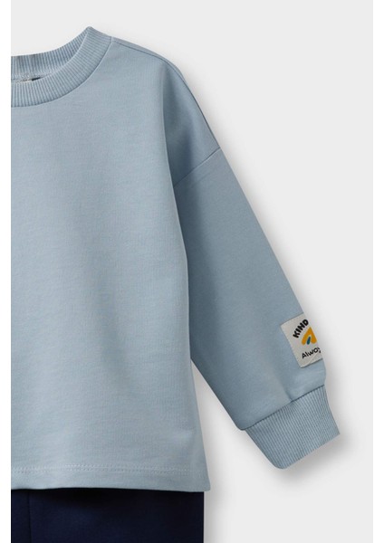 Erkek Bebek 2'li Takım Etiket Baskılı Sweatshirt Eşofman Altı F1589A525AU
