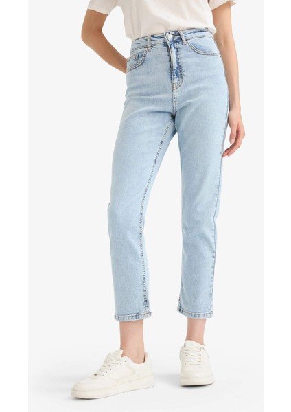 Mary Vintage Straight Fit Yüksek Bel Bilek Boy Jean Yıkamalı Pantolon