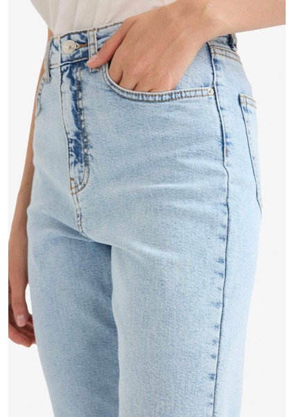 Mary Vintage Straight Fit Yüksek Bel Bilek Boy Jean Yıkamalı Pantolon