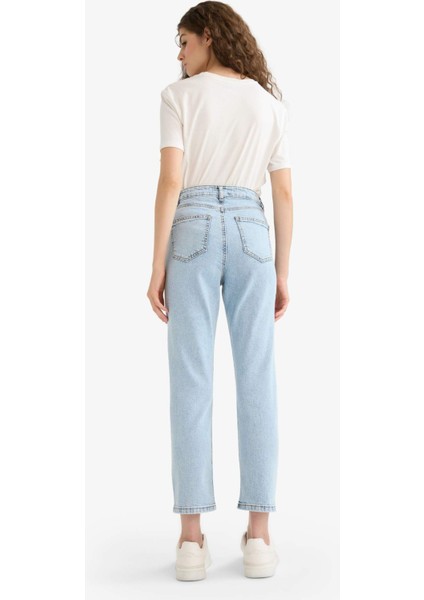 Mary Vintage Straight Fit Yüksek Bel Bilek Boy Jean Yıkamalı Pantolon