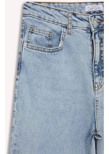 Mary Vintage Straight Fit Yüksek Bel Bilek Boy Jean Yıkamalı Pantolon