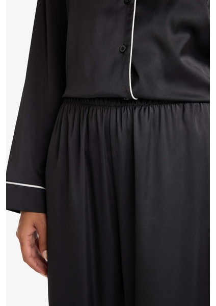 Pijama Takımı Regular Fit Saten Uzun Kollu Üst Uzun Alt-Fall in Love C9444AX25AU