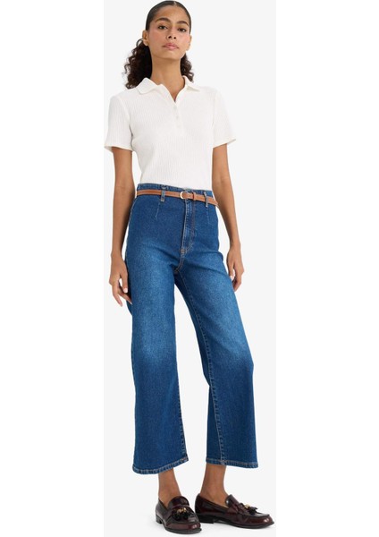 Culotte Yüksek Bel Bilek Boy Jean Pantolon E9159AX25AU