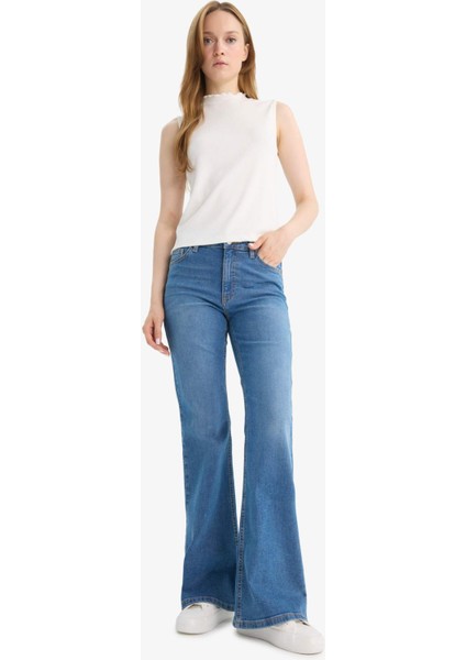 Mia Flare Fit Normal Bel İspanyol Paça Uzun Jean Pantolon E9166AX25AU