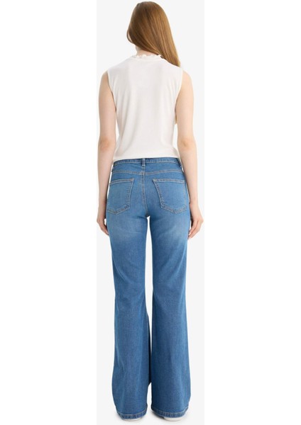 Mia Flare Fit Normal Bel İspanyol Paça Uzun Jean Pantolon E9166AX25AU
