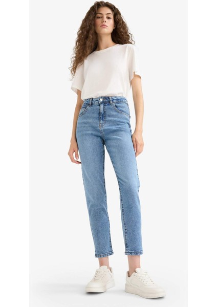 Comfort Mom Yüksek Bel Bilek Boy Jean Yıkamalı Pantolon E9161AX25AU