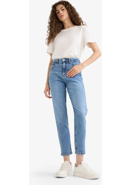 Comfort Mom Yüksek Bel Bilek Boy Jean Yıkamalı Pantolon E9161AX25AU