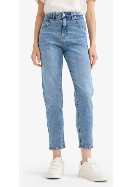 Comfort Mom Yüksek Bel Bilek Boy Jean Yıkamalı Pantolon E9161AX25AU