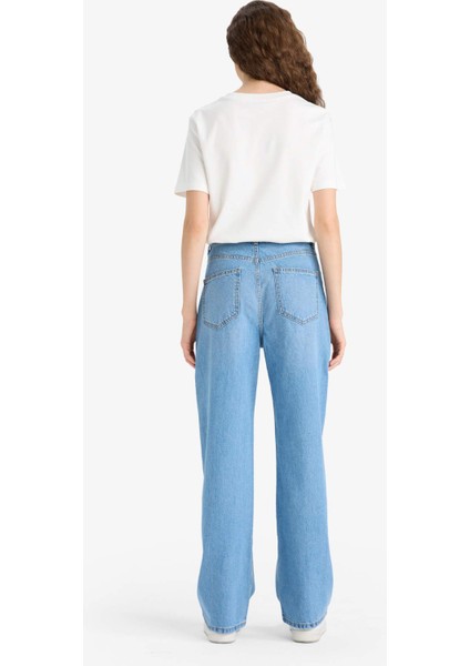 90's Wide Leg Yüksek Bel Uzun Jean Yıkamalı Pantolon E9106AX25AU
