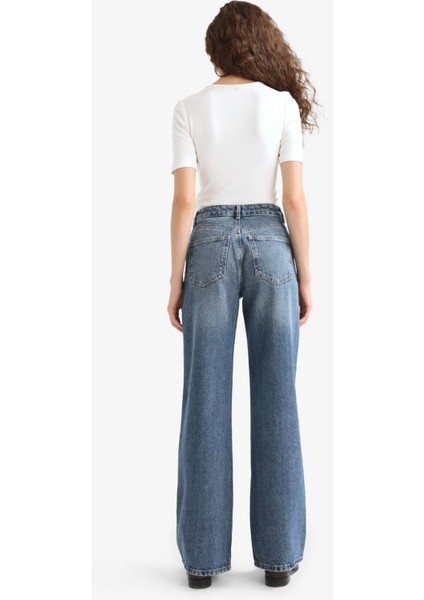 Straight Wide Yüksek Bel Düz Paça Uzun Jean Pantolon E9130AX25AU