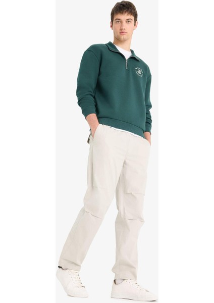 %100 Pamuk Wide Leg Beli Bağcıklı Lastikli Paraşüt Jogger Pantolon E8729AX25AU