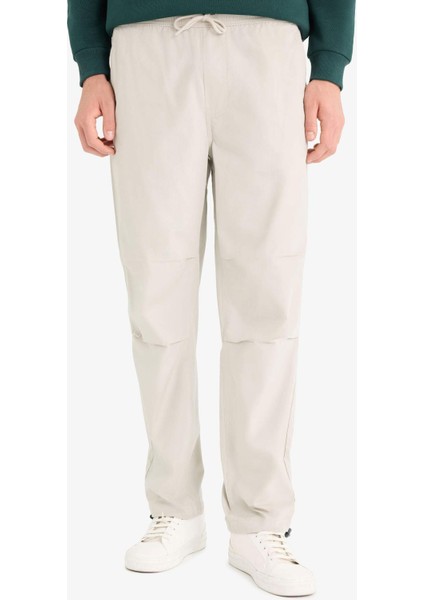 %100 Pamuk Wide Leg Beli Bağcıklı Lastikli Paraşüt Jogger Pantolon E8729AX25AU
